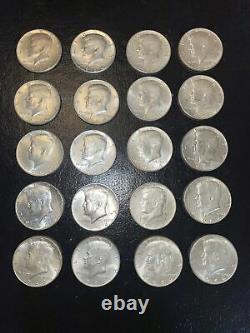 Lot 710 20 Almost Uncirculated 90% Silver Kennedy Half Dollars P&D Mixed