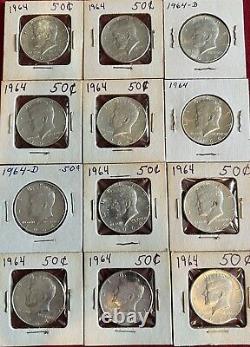 Lot Of 12 (twelve) 1964 Kennedy Half Dollars 90% Silver