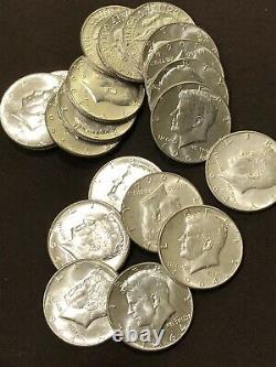 Lot Of (20) Kennedy Silver Half Dollars 90% Dated 1964 BU Sharp Roll Of Coins. A