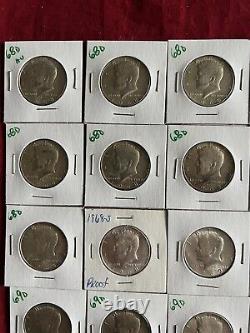 Lot Of 25 (twenty-five) 1968/1969/1970 (40% Silver) Kennedy Half Dollars