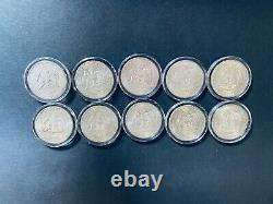 Lot of 10 1964 Kennedy Half Dollar 90% Silver AU Condition Includes Holder
