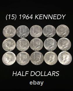 Lot of 15 50c Kennedy Silver Half Dollars