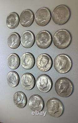 Lot of 19 Kennedy 90% Silver Half Dollars U. S. Circulated Coins 1964-D 1964
