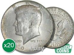Lot of 20 1964 Kennedy Half Dollars 90.0% Silver