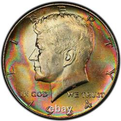 MS65+ 1964 50C Kennedy Silver Half Dollar, PCGS True View- Pretty Rainbow Toned