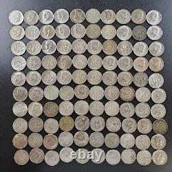 Mixed Lot of 100 1965-1969 Kennedy Half Dollars 40% Silver