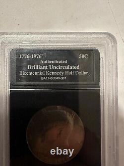 RARE D Authenticated Brilliant Uncirculated Bicentennial Kennedy Half Dollar