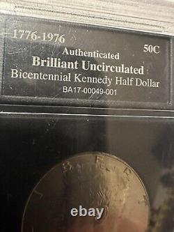 RARE D Authenticated Brilliant Uncirculated Bicentennial Kennedy Half Dollar