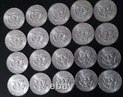 Roll Of 20 90% Silver 1964 D Kennedy Half Dollars BRILLIANT UNCIRCULATED GEMS