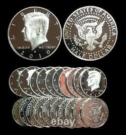 Roll of 20 mixed 1992 to 2010-S Proof Kennedy 90% Silver Half Dollars