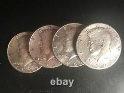 Scarce Kennedy Silver Half Dollar Expanded Shell & 3 Silver Matching Coins