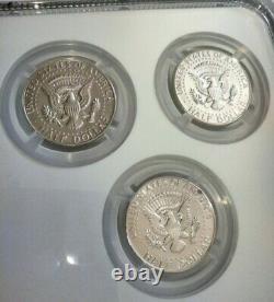 Set of (3) 1965,66,67 Kennedy Half DollarCertified MS 67 NGCExactly pictured