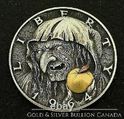 THE WITCH Roman Booteen 2 oz Silver 3D High Relief Coin Kennedy Half Dollar