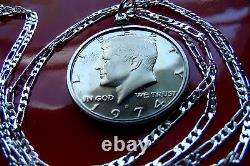 USA Proof John F Kennedy Half Dollar Pendant on a 30 925 Sterling Silver Chain