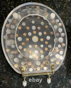 Vintage Coin Toilet Seat JFK Half Dollars/Walking Liberty/Buffalo Nickels/etc